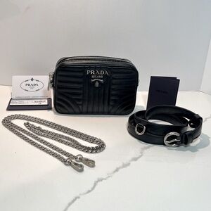*SOLD* PRADA BLACK LEATHER BELT CONVERTABLE BAG/CROSSBODY